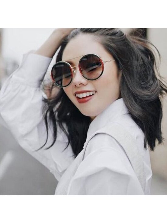 Gucci GG0061S 003 Round Sunglasses - Gold/Green/Red main image 4